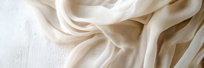Leinwandbilder - Flowing silk fabrics on a neutral background with elegant tones and soft lighting for creative design ideas. Generative AI