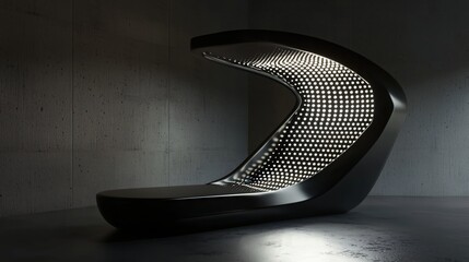 Aufkleber - Modern Illuminated Lounge Chair Design in Dark Room with Concrete Walls and Floor