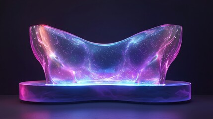 Aufkleber - Abstract luminous sculpture with cosmic energy and vibrant colors in a dark futuristic space