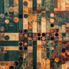 Aufkleber - Abstract Composition of Rectangles and Circles with Earthy Tones for Modern Art Design