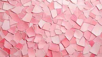 Poster - Abstract mosaic of pink tiles creating a textured surface with soft light and pastel tones