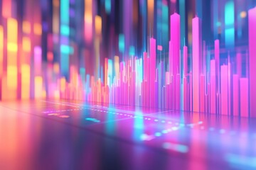 Poster - A vibrant digital visualization showcasing colorful bars and waves, symbolizing dynamic data analysis and technology.