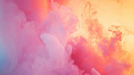 Poster - Ethereal dance of pink and orange hues in a captivating abstract smoke cloud formation