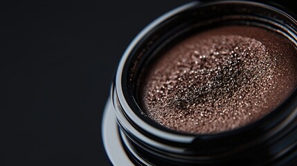 Poster - Shimmering bronze eyeshadow close up shot with elegant dark background for cosmetic advertising