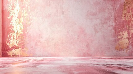 Aufkleber - Elegant pink textured wall and floor creating a stylish interior design backdrop scene
