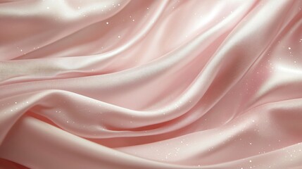 Aufkleber - Delicate pink silk fabric with soft folds and subtle sparkle creating a luxurious texture
