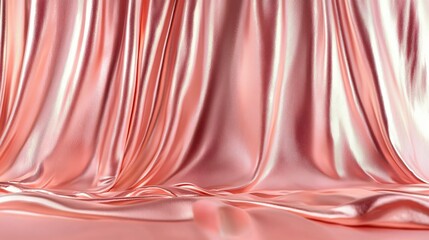 Aufkleber - Elegant rose gold fabric backdrop with soft folds and shimmering light creates a luxurious feel