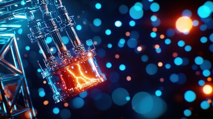 Poster - Futuristic Energy Core with Electric Arcs and Bokeh Lights in a Dark and Vibrant Setting