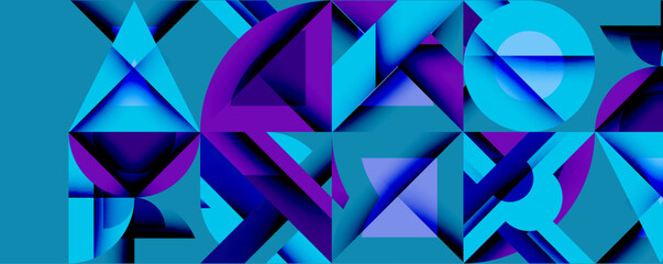 Fototapete - Minimal geometric abstract background. Circle square and triangle design