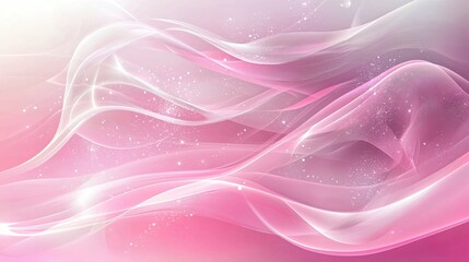 Aufkleber - Ethereal pink abstract waves with flowing lines and sparkling light creating a dreamy backdrop