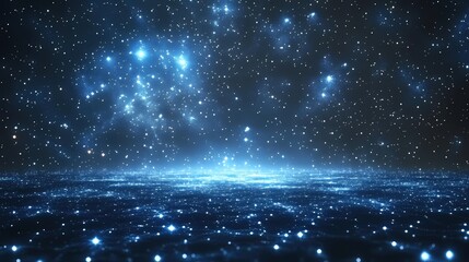 Poster - Ethereal cosmic landscape of twinkling stars and celestial glow in a vast expanse of space