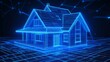 © Tangtong - Futuristic Blueprint of a House with Digital Wireframe Design and Technology Inspired Background for Real Estate Concepts