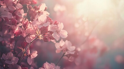 Poster - Delicate pink blossoms in soft light create a dreamy spring scene of floral beauty