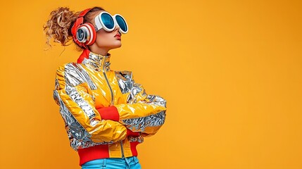 Fototapete - Digitally created image showcasing a futuristic high tech bomber jacket with a holographic vibrant and avant garde design  The jacket features a sleek modern and experimental style
