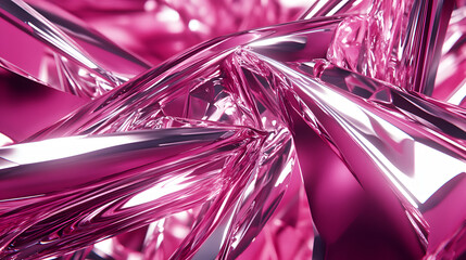 Poster - Pink crystals and tulips on a bright background for decorative wallpaper designs