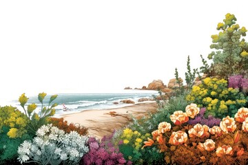 Sticker - Flower coast landscape outdoors.