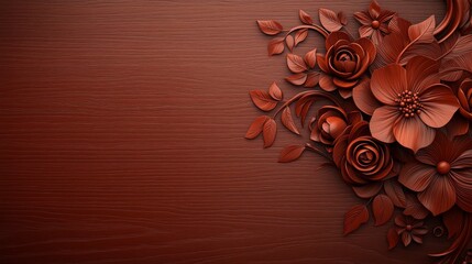 Wall Mural - Rustic charm, vibrant red flowers in bloom against a wooden backdrop 