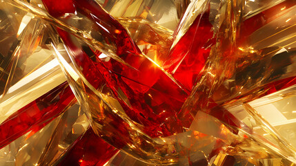 Poster - Abstract design featuring red and gold colors with a glowing effect on a textured background