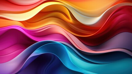 Poster - Vibrant Wavy Satin Background in Rainbow Colors, Perfect for Abstract Art, Modern Design, Graphic Projects, and Creative Concepts