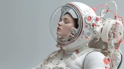 Poster - Minimalist Astronaut Inspired Jumpsuit Blending Space Travel and Fashion Concepts  Futuristic and Sleek Design Showcasing the Intersection of Avant Garde Style