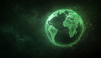 Poster - Abstract world globe with connected lines, representing global network, internet connectivity, and worldwide communication, digital design elements