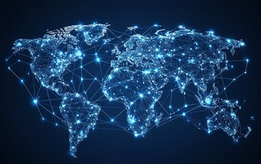 Poster - Global network concept, vector globe with interconnected lines, symbolizing worldwide communication and internet connectivity, abstract tech background