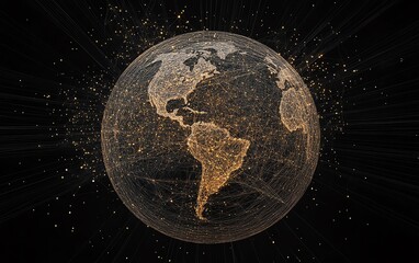 Poster - Global network concept, vector globe with interconnected lines, symbolizing worldwide communication and internet connectivity, abstract tech background