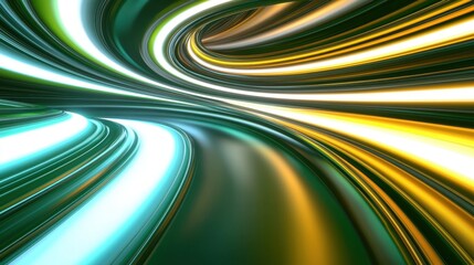 Poster - abstract swirling light patterns in green, yellow, and blue hues