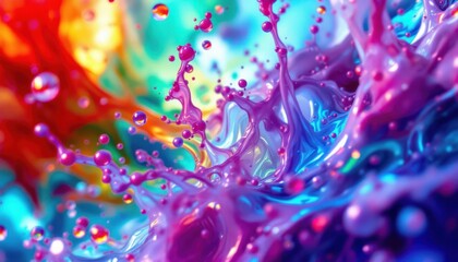 Poster - Colorful liquid splash art with vibrant rainbow effects and dynamic motion