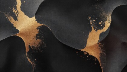 Poster - Abstract black and gold texture with organic flowing patterns