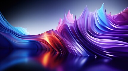 Poster - abstract light waves in vibrant colors with smooth curves and shimmering reflections for modern desi