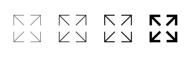 Fullscreen Icon vector isolated on white background. Expand to full screen icon. Fullscreen sign icon. Arrows symbol