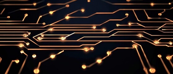 Poster - Close-up of intricate circuit board design with glowing lines
