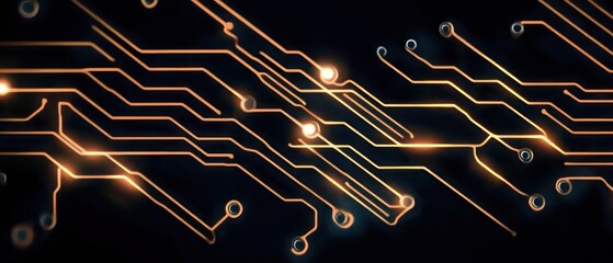 Poster - Abstract circuit board design with glowing lines and nodes