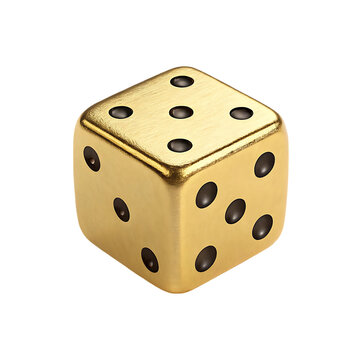 Beautiful  golden  Ludo dice isolated on white background. high quality golden Ludo dice on white 