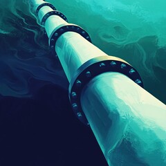 Poster - Abstract Pipeline Illustration in Turquoise and Blue Tones Industrial Design Concept Art