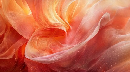 Poster - Abstract orange and yellow flowing fabric waves creating a soft and elegant background texture