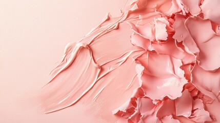Poster - Delicate Pink Texture with Abstract Paint Strokes and Petal Like Forms for Artistic Background