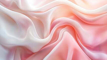 Poster - Abstract flowing fabric in soft pastel pink and white tones creating a dreamy and elegant backdrop