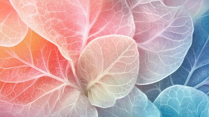 Aufkleber - Abstract ethereal leaves in pastel shades of pink orange blue creating a dreamy tranquil scene