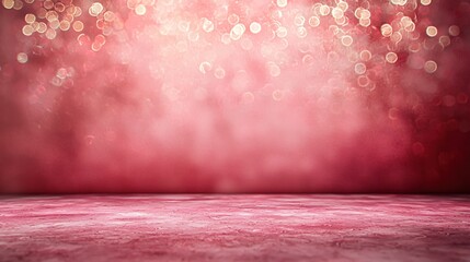 Poster - Abstract pink background with bokeh lights and textured floor surface for product display
