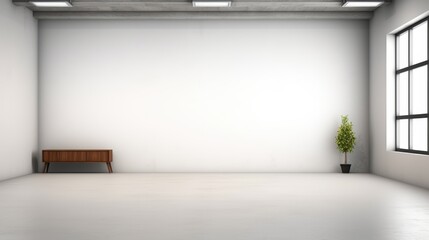 Poster - Spacious Minimalist Interior with Simple Furniture and Natural Elements in Modern Design