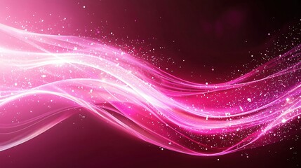 Poster - Abstract Pink Energy Flowing Stream with Glittering Particles and Light Streaks Background