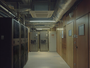 Poster - Server room corridor, data center, equipment, industrial background