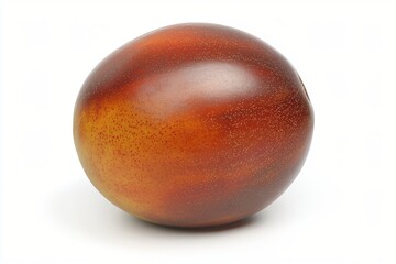 Poster - Single Exotic Plum on White Backdrop with Warm Tones and Detailed Texture Close Up View