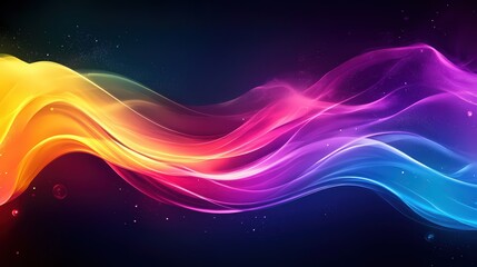 Poster - Abstract colorful wave with light effects on dark background dynamic vibrant illustration