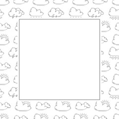 Wall Mural - weather frame. doodle weather square frame. hand drawn weather frame background. weather background