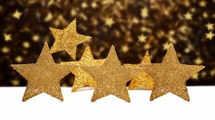 Poster - Gold Glittering Stars for Christmas Decoration and Festive Celebrations with Shiny Background and Bright Holiday Spirit