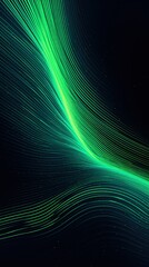 Wall Mural - Curved lines green light night.