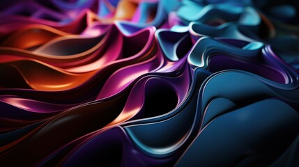 Poster - Abstract 3D Background Design with Colorful Waves and Fluid Textures for Artistic and Creative Projects